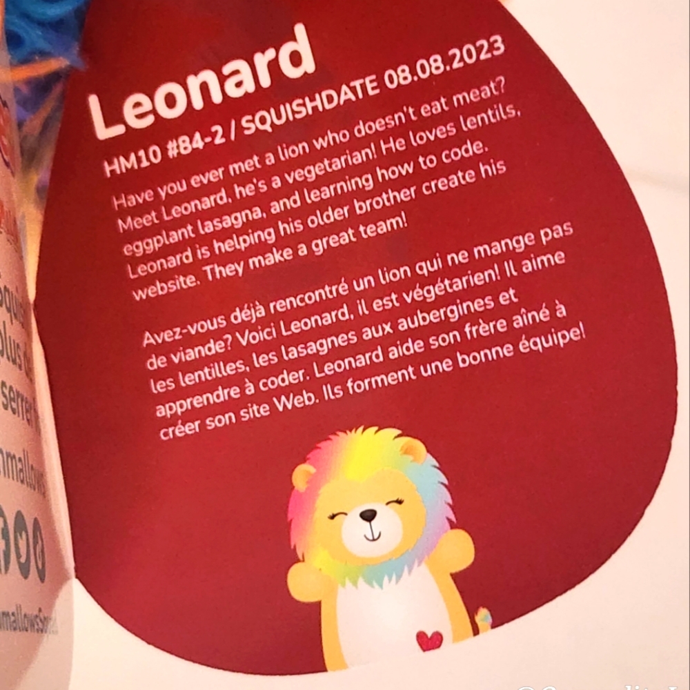 ❤️ LEONARD 🦁 10" Rainbow Lion HugMees w Heart Valentine 2024 Squishmallow NWT - Picture 3 of 8